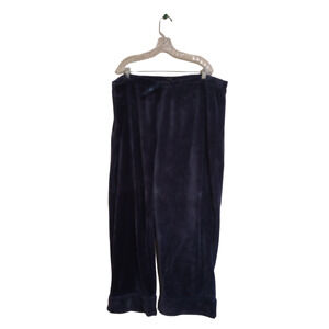 Soft & Cozy Co Velour Pull Up Jogger Drawstring Pants Size 3X Navy Blue 44"L